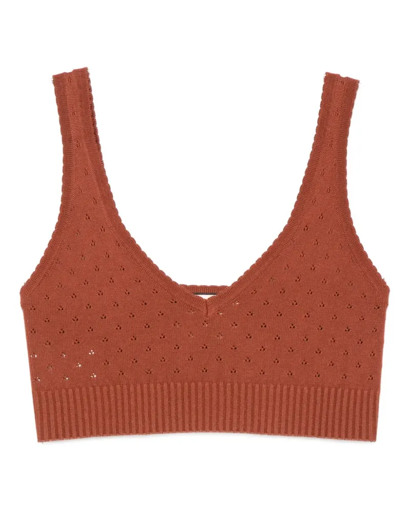 PLAN C V-neck knitted top - Braun Braun