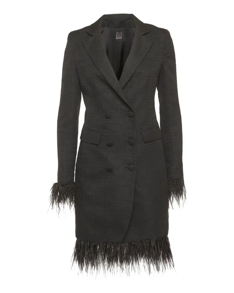 8 by Yoox Tweed-Minikleid mit Federbesatz - Schwarz Schwarz