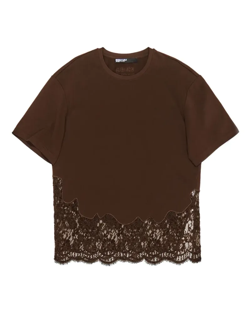 BIMBA Y LOLA T-Shirt mit Spitzenbesatz - Braun Braun