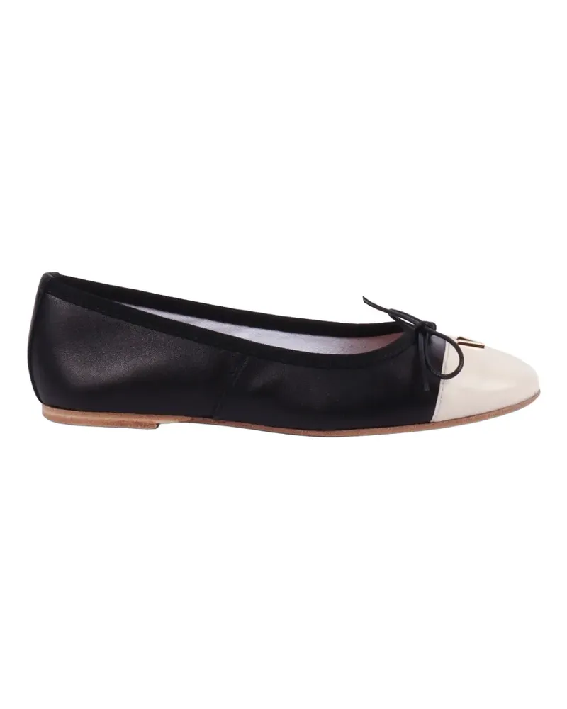 Via Roma 15 two-tone bow-detail ballet flats - Schwarz Schwarz