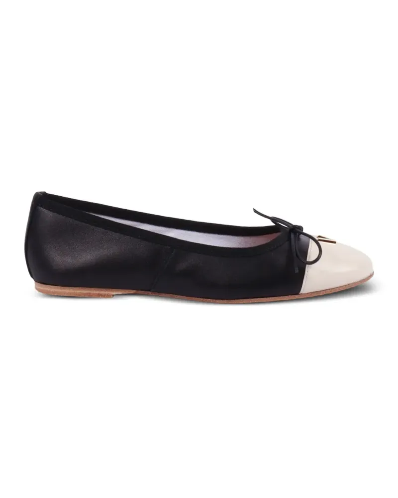 Via Roma 15 two-tone bow-detail ballet flats - Schwarz Schwarz