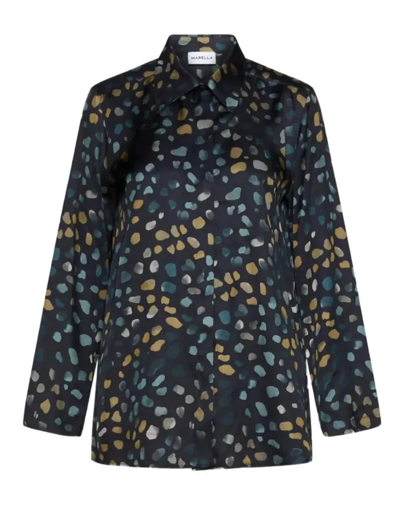 MARELLA Mllballata Twill-Hemd mit abstraktem Print - Blau Blau