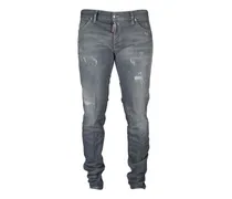 Schmale Jeans in Distressed-Optik - Grau