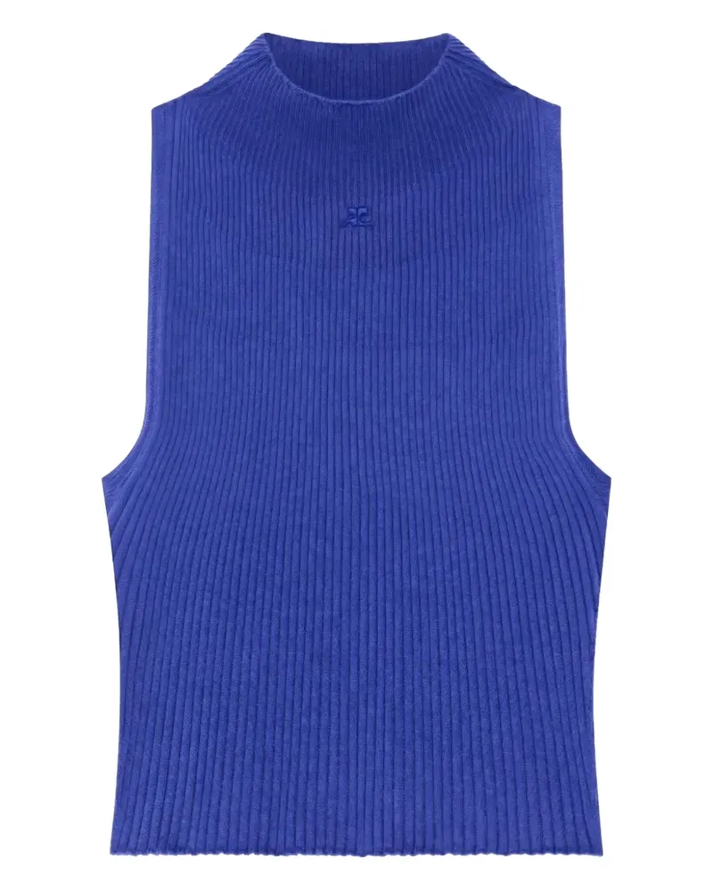 Courrèges Geripptes Oberteil mit Stehkragen - Blau Blau