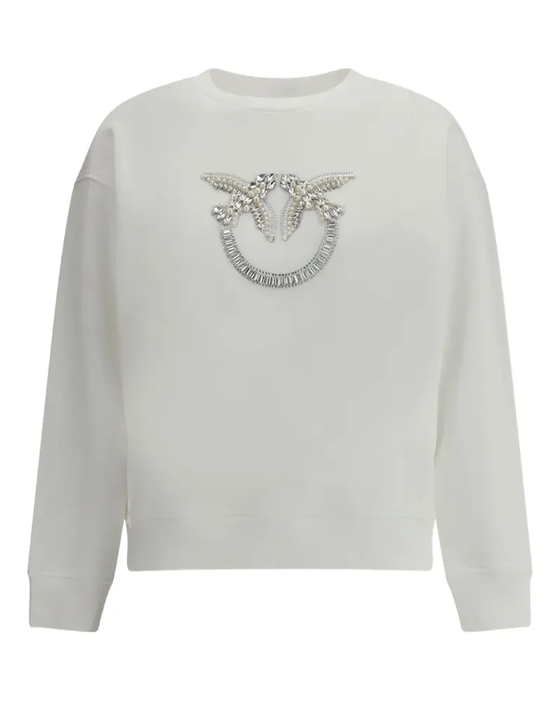 Pinko Sweatshirt mit Kristallen - Weiß Weiß