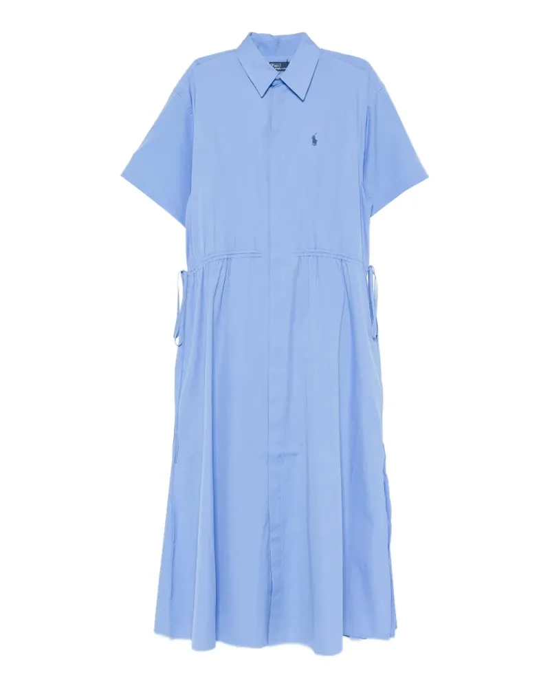 Ralph Lauren logo-embroidered drawstring-waist midi shirt dress - Blau Blau