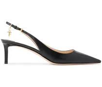 Slingback-Pumps mit Logo-Print - Schwarz