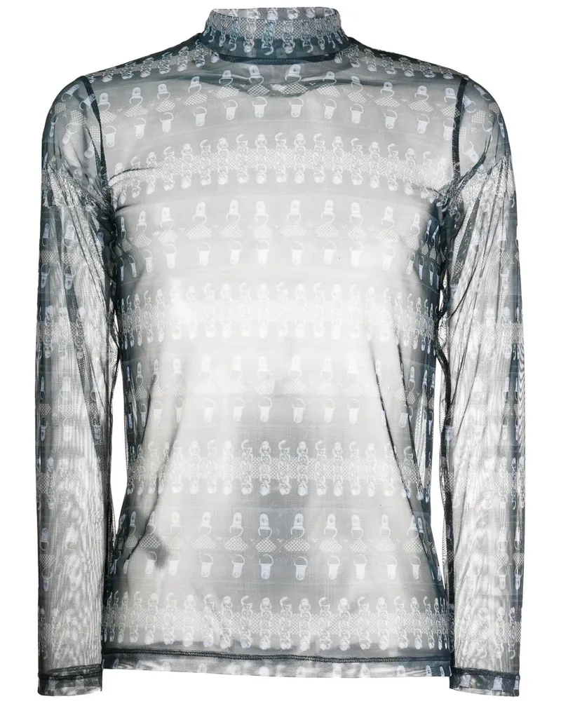 Roberto Cavalli Semi-transparentes Hemd - Blau Blau