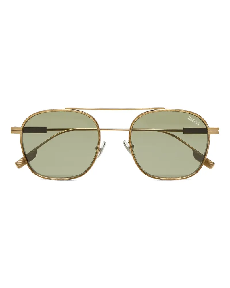 Ermenegildo Zegna Sonnenbrille mit eckigem Gestell - Gold Gold