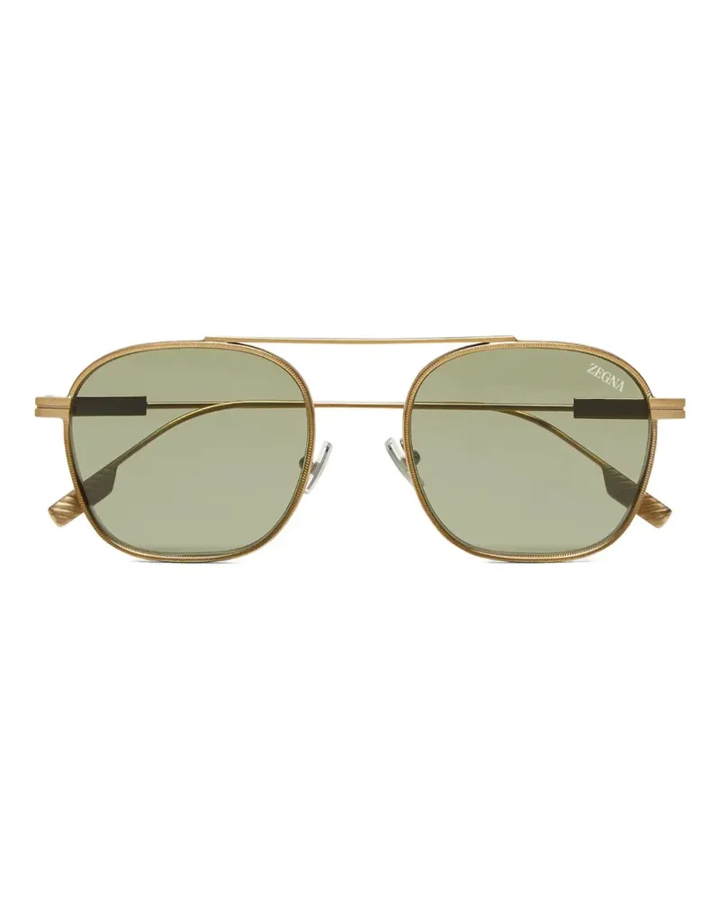 Ermenegildo Zegna Sonnenbrille mit eckigem Gestell - Gold Gold