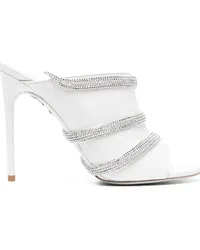 René Caovilla Mules mit Strass Weiß