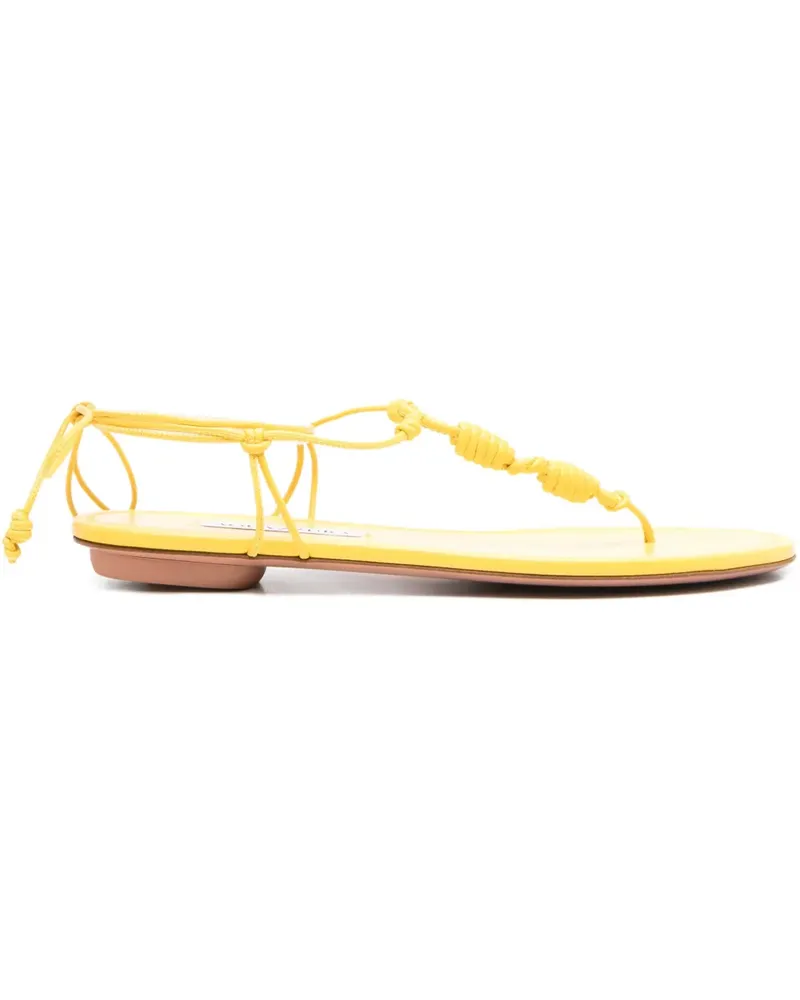 Aquazzura Flache Oaxaca Sandalen mit Knoten - Gelb Gelb
