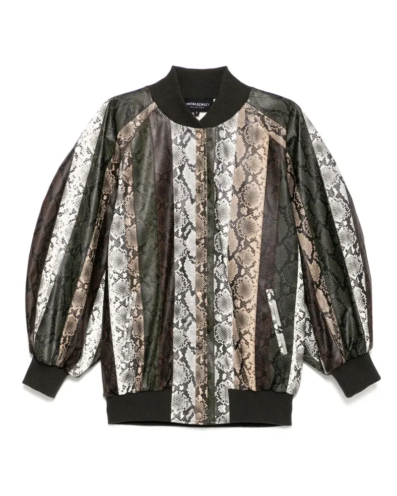 Cynthia Rowley Vegane Bomberjacke mit Schlangen-Prägung - Grün Grün