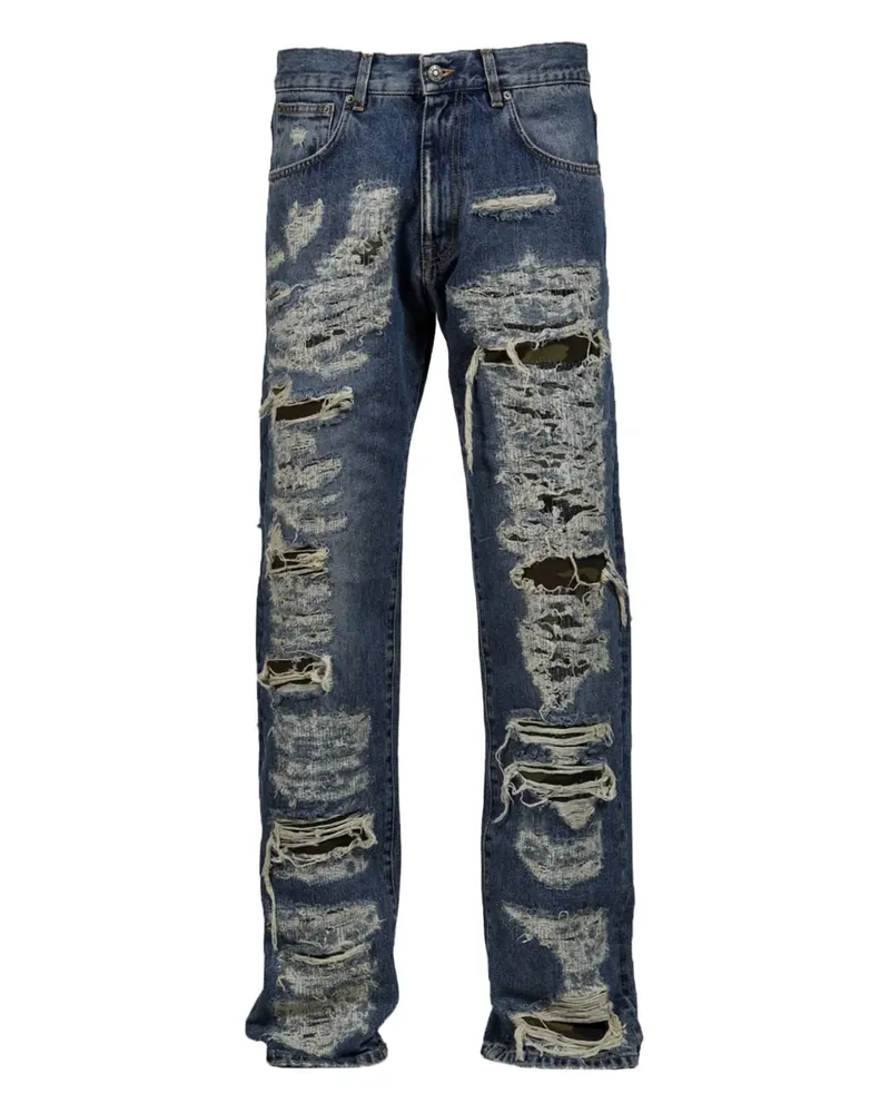 FourTwoFour on Fairfax Jeans mit Logo-Patch - Blau Blau