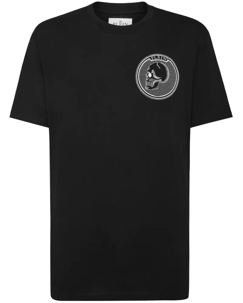 Philipp Plein T-Shirt mit Logo-Patch - Schwarz Schwarz