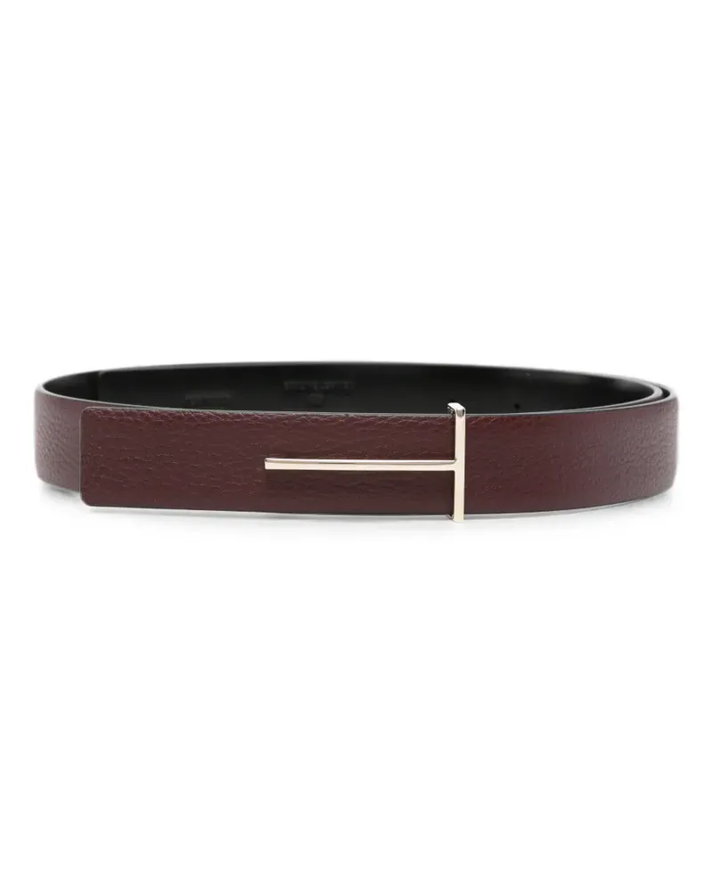 Tom Ford T-logo pebbled leather belt - Rot Rot