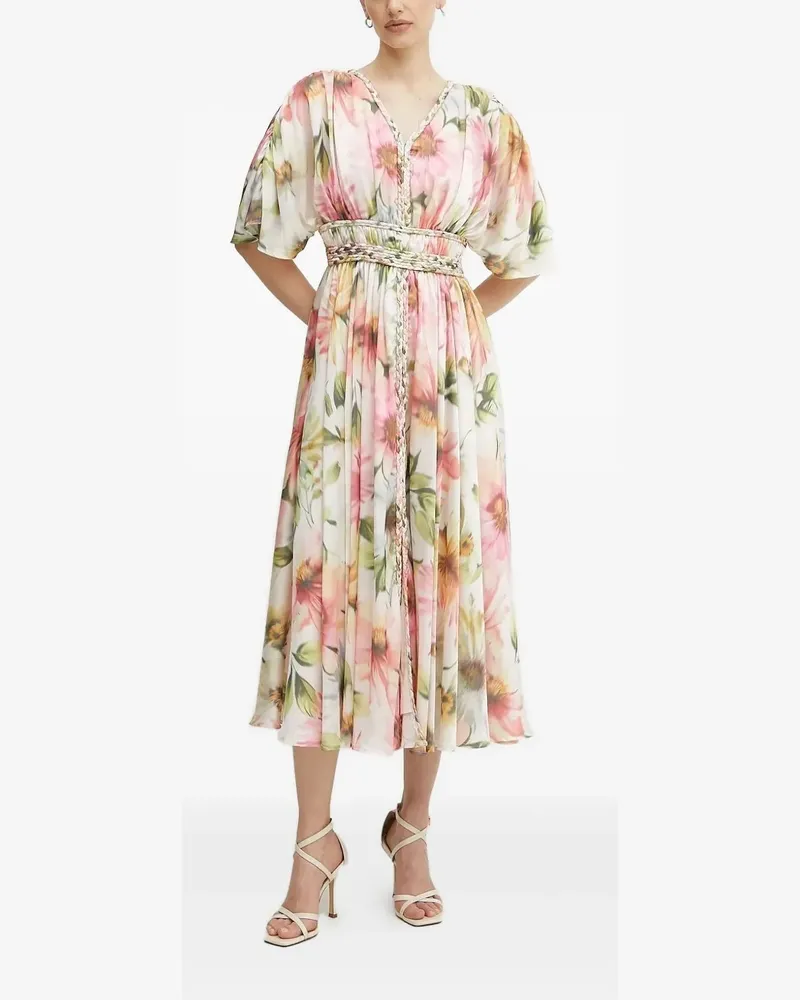 Guess Lucie Midikleid mit geflochtener Taille - Weiß Weiß