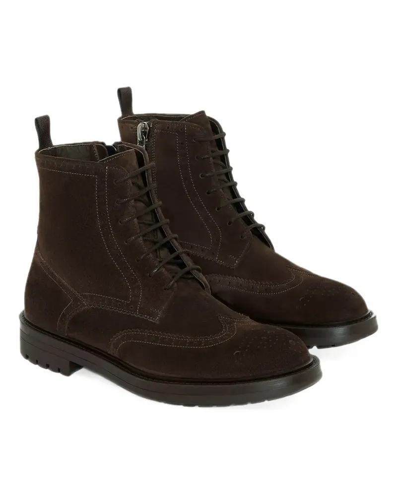 Kiton Wildlederstiefel mit Budapestermuster - Braun Braun