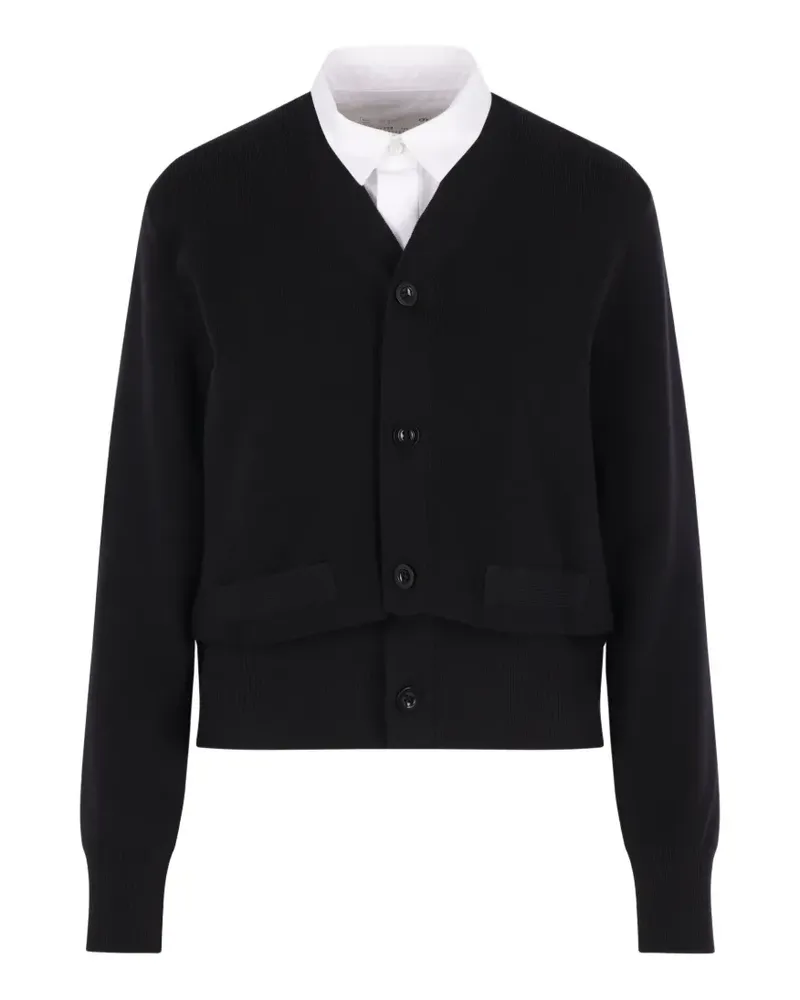 Sacai Cardigan im Layering-Look - Schwarz Schwarz