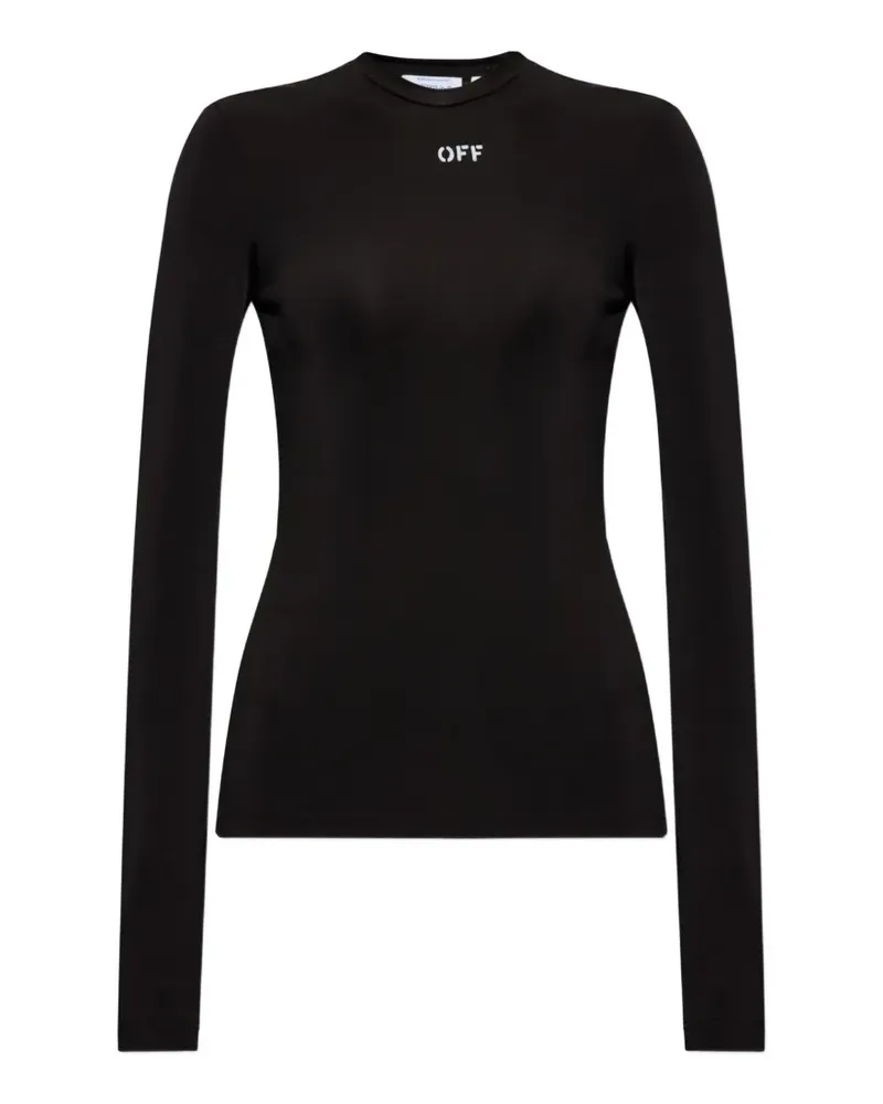 OFF-WHITE Langarmshirt mit Logo-Print - Schwarz Schwarz