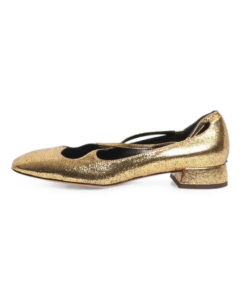 A.BOCCA square-toe crossover-strap pumps - Gold Gold