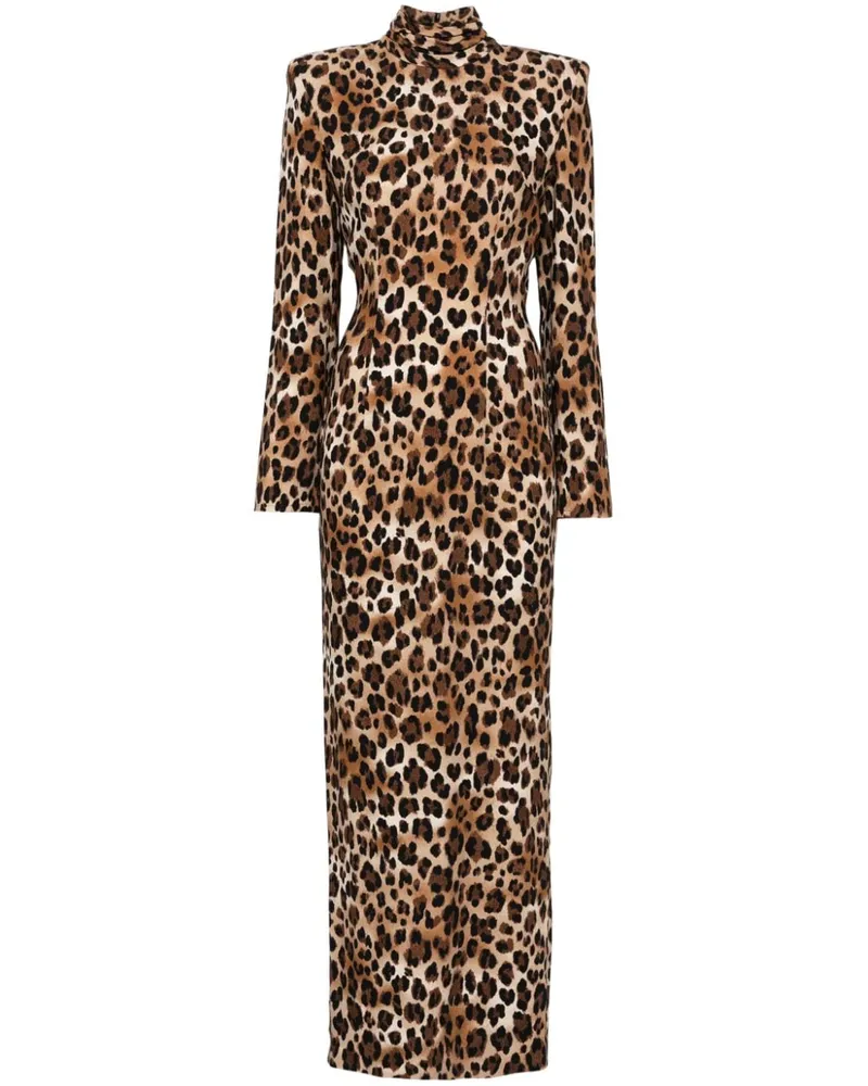 Rowen Rose Maxikleid mit Leoparden-Print - Braun Braun