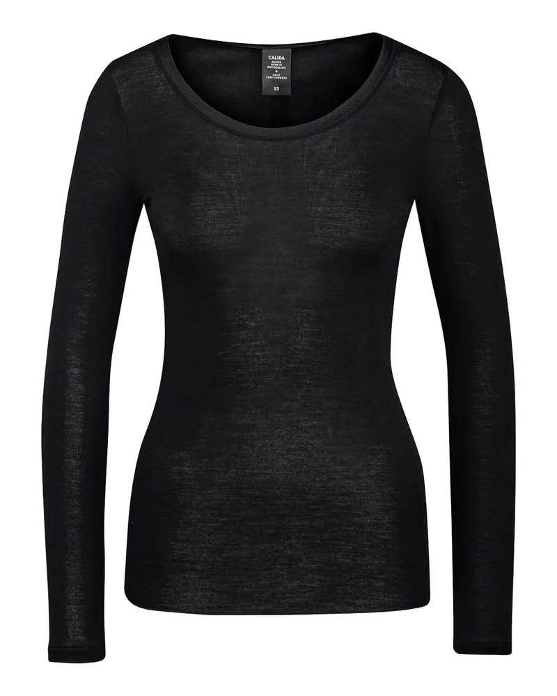 Calida Klassisches Langarmshirt - Schwarz Schwarz