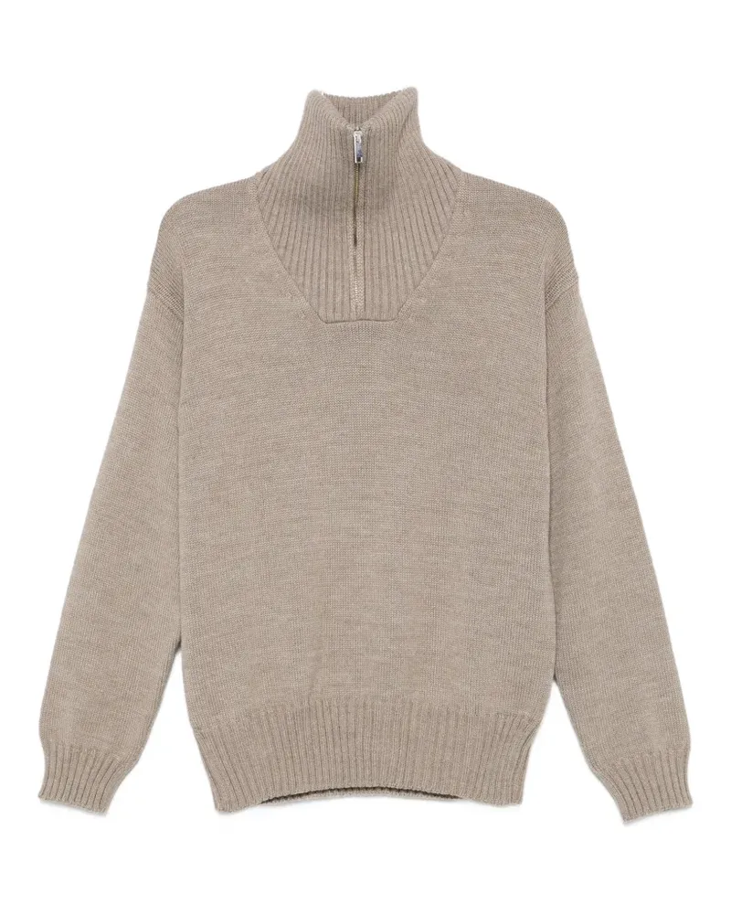 Daniele Fiesoli half-zip ribbed-trim sweater - Nude Nude