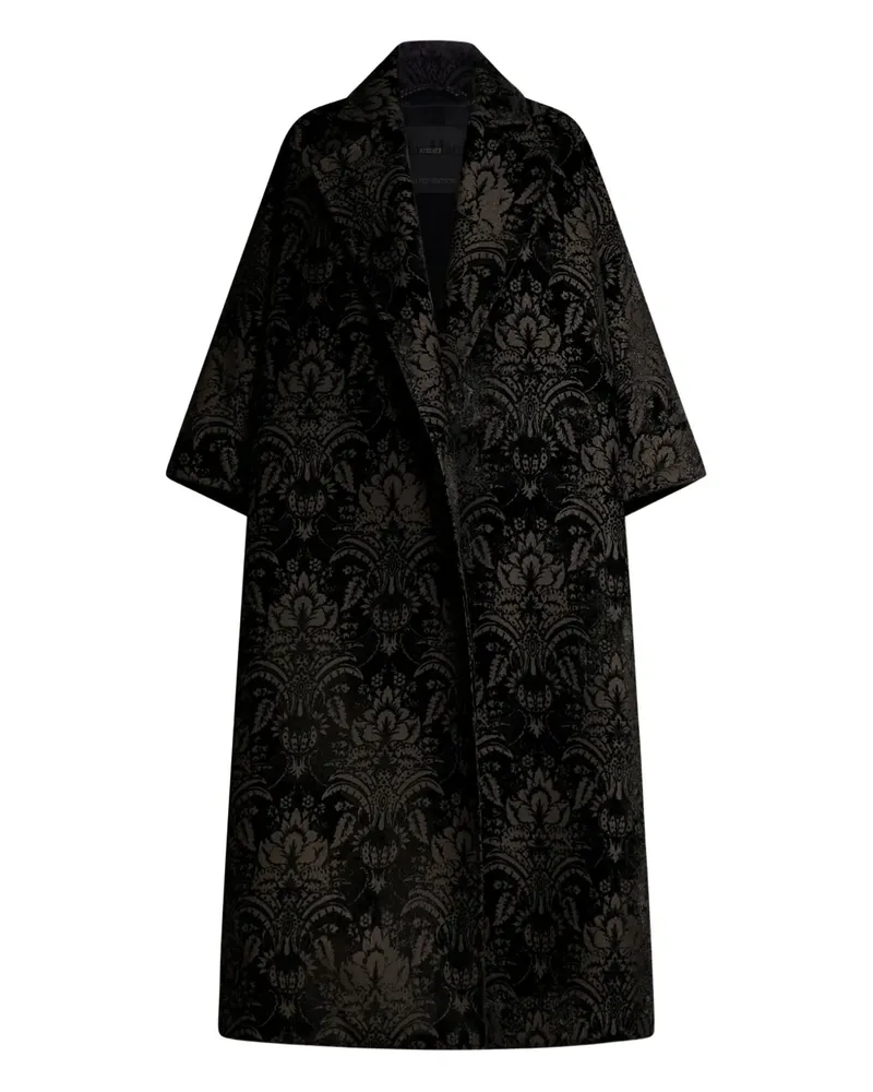 Max Mara Cape-Mantel mit Damaszenermuster - Schwarz Schwarz