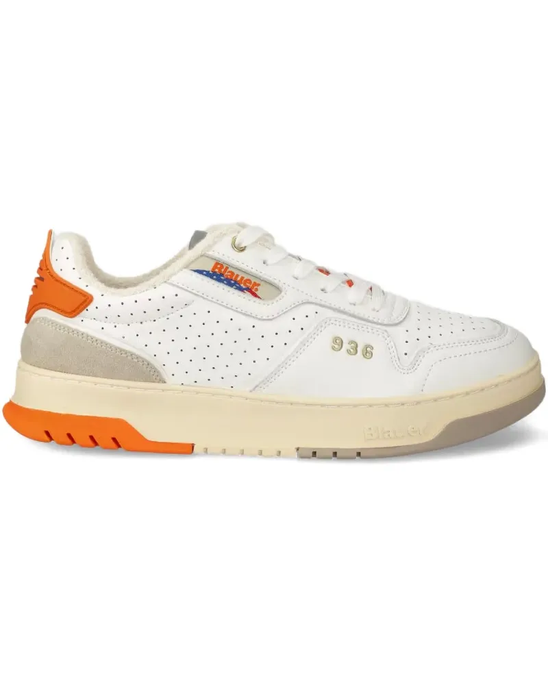 Blauer Perforierte Sneakers - Weiß Weiß