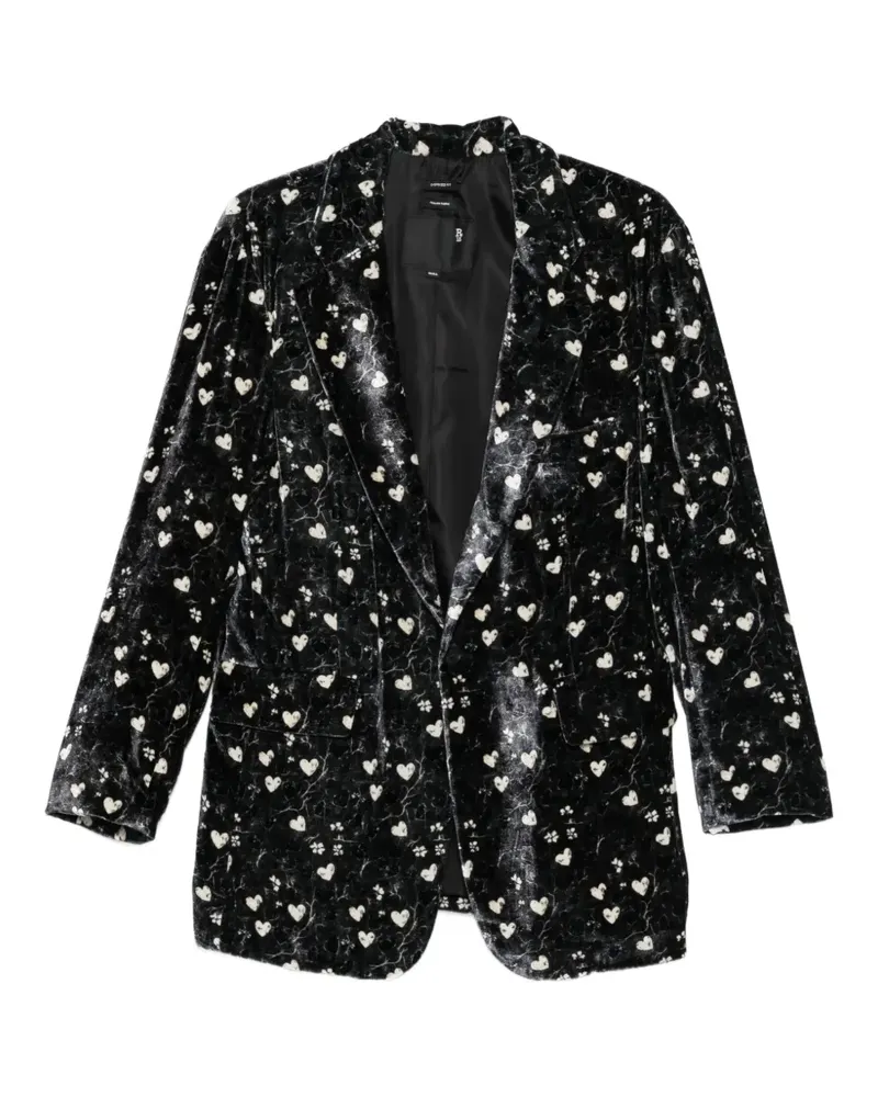 R13 Ragged heart-print blazer - Schwarz Schwarz