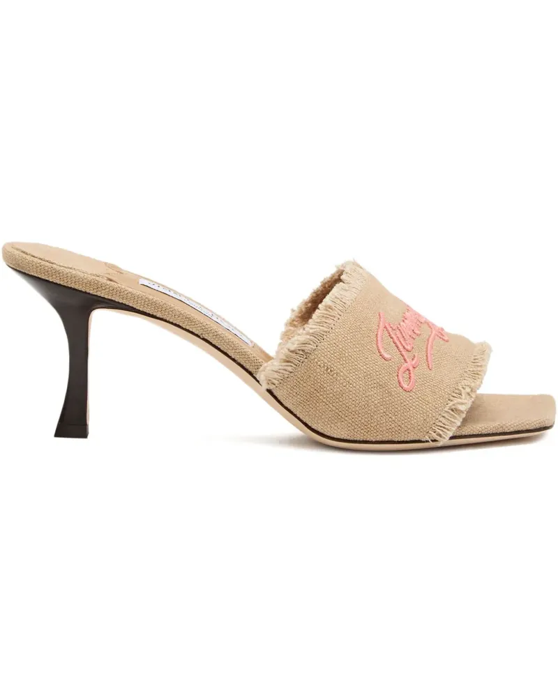 Jimmy Choo 70mm Alexia embroidered-logo sandals - Nude Nude