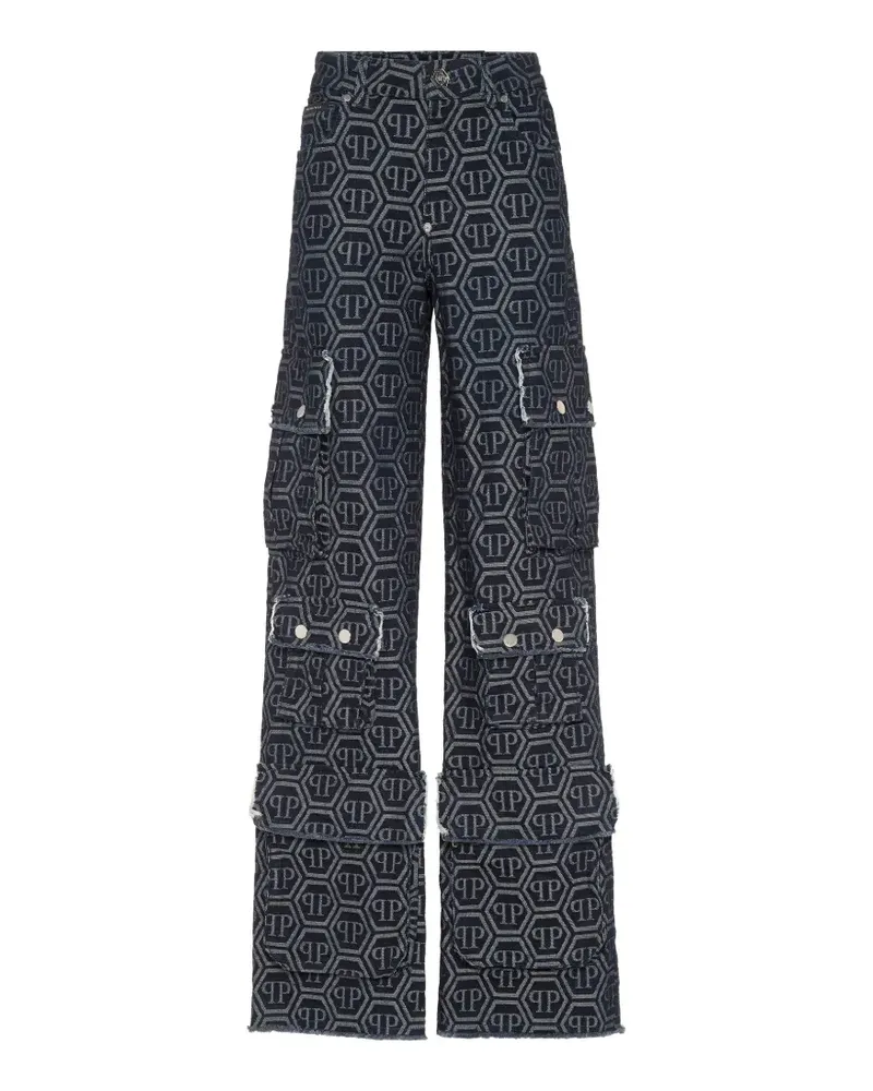 Philipp Plein monogram cargo-pockets jeans - Blau Blau