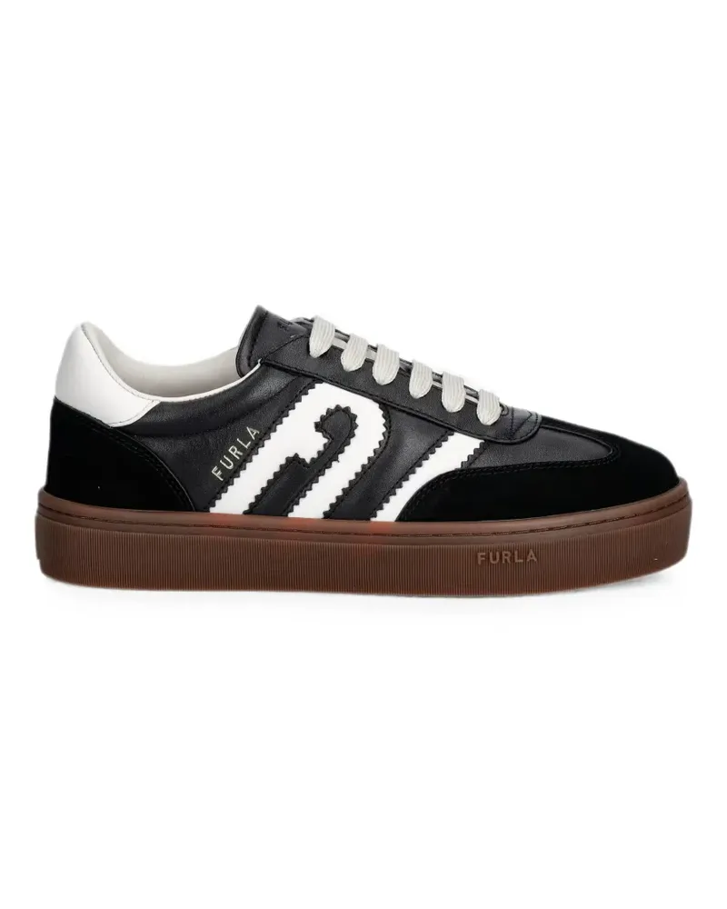 Furla logo-patch panelled sneakers - Schwarz Schwarz