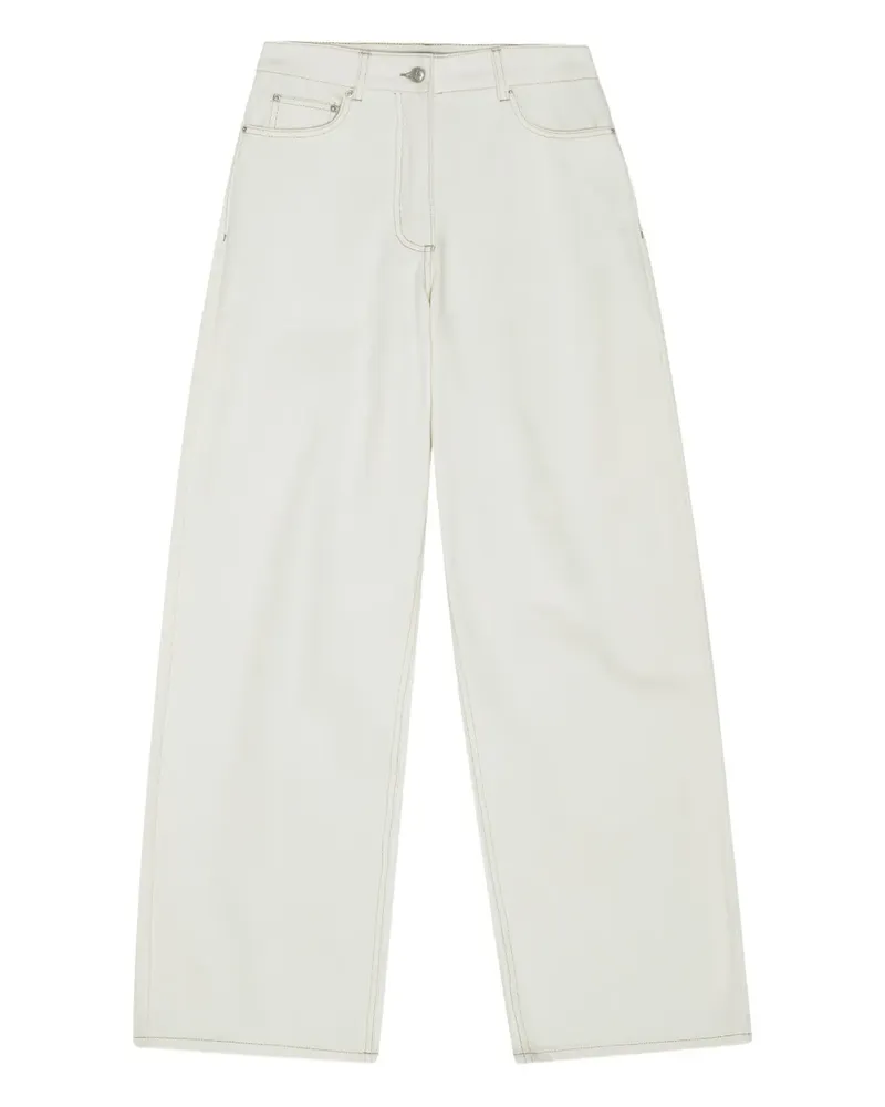 REMAIN Cocoon Wide-Leg-Jeans mit Kontrastnähten - Weiß Weiß
