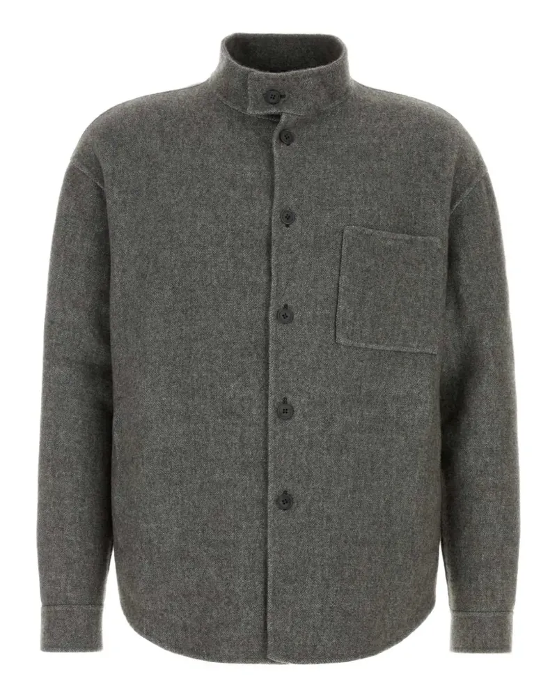Giorgio Armani Stehkragen-Hemdjacke mit aufgesetzten Taschen - Grau Grau