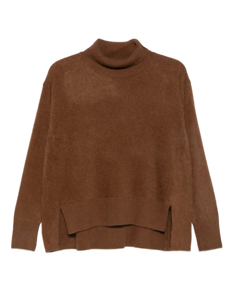 C.T.plage Rollkragenpullover mit seitlichem Schlitz - Braun Braun