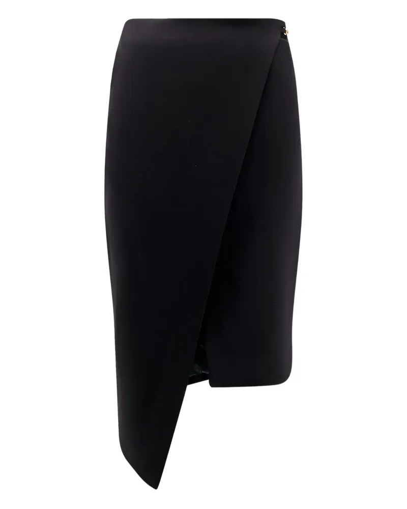 Elisabetta Franchi Asymmetrischer Midirock mit Kristallen - Schwarz Schwarz