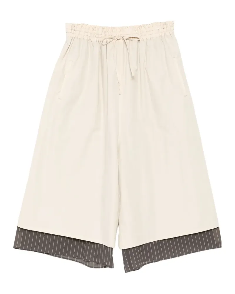 Yohji Yamamoto layered pinstripe-pattern shorts - Nude Nude