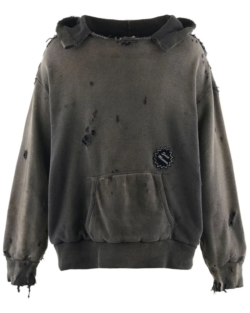 SAINT MXXXXXX Hoodie im Distressed-Look - Grau Grau