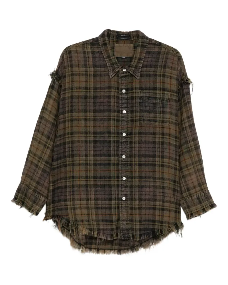 R13 fringed plaid shirt - Braun Braun