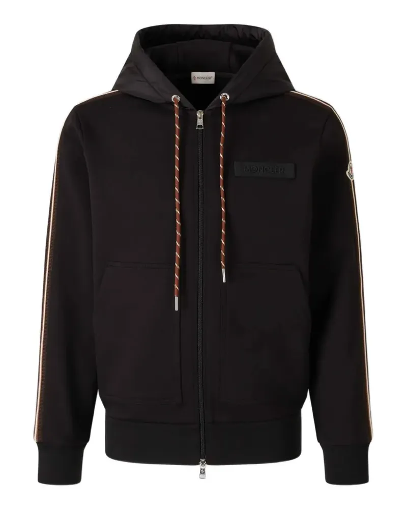 Moncler logo stripe hoodie - Schwarz Schwarz