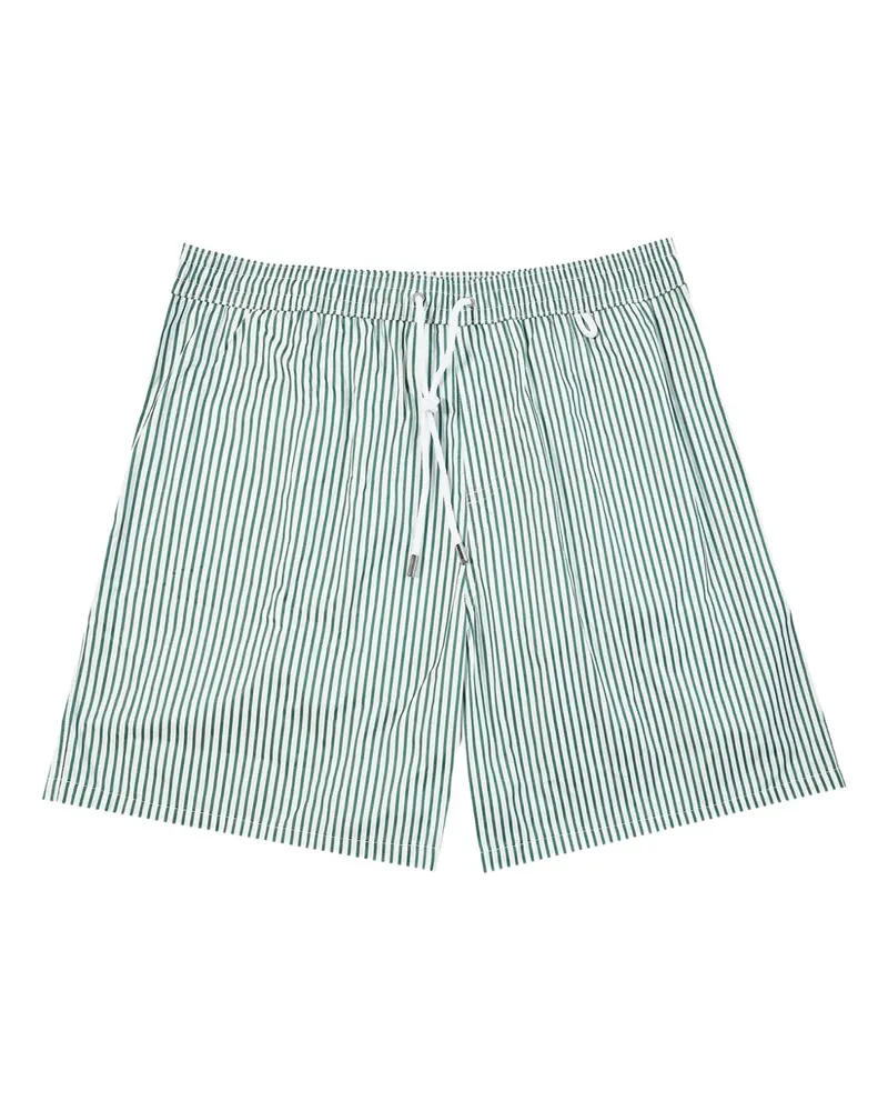 Incotex Gestreifte Badeshorts mit Kordelzug - Weiß Weiß