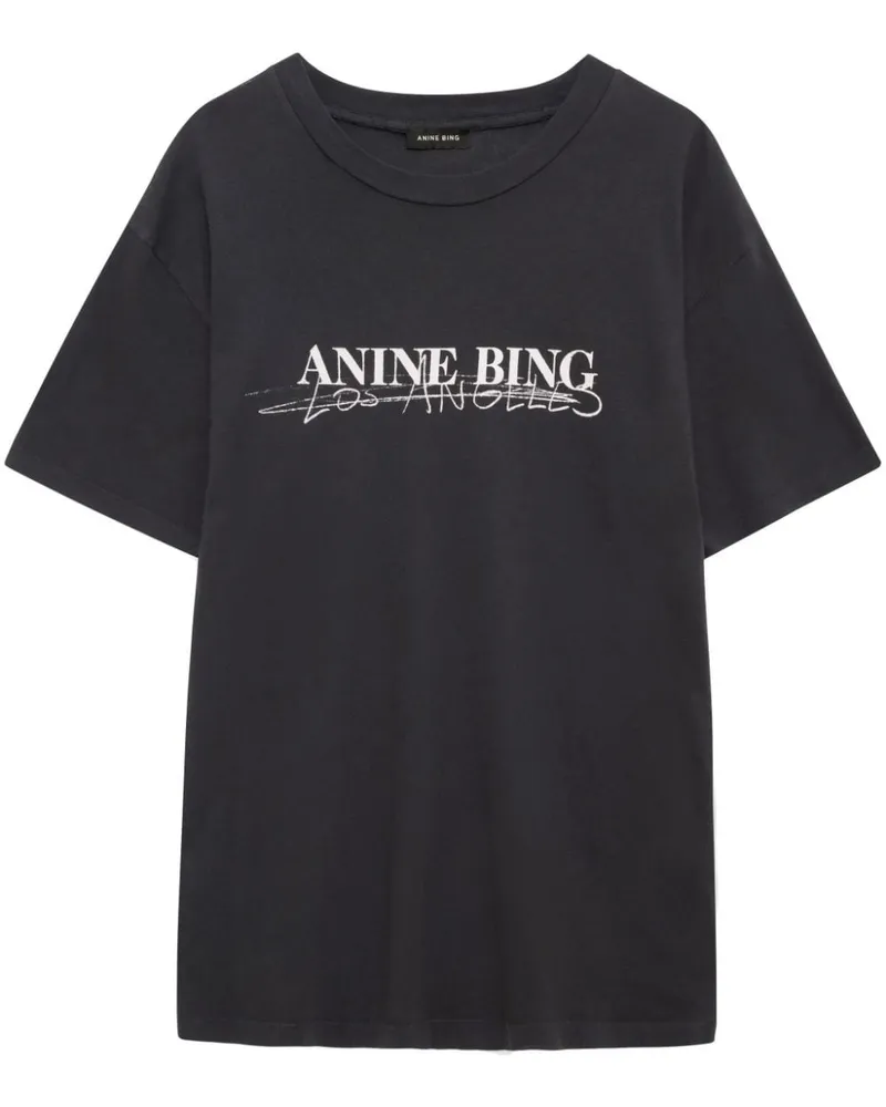 Anine Bing Walker T-Shirt mit Logo-Print Schwarz