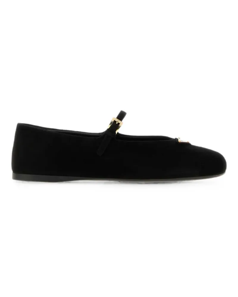Prada buckle-strap logo-plaque ballet flats - Schwarz Schwarz