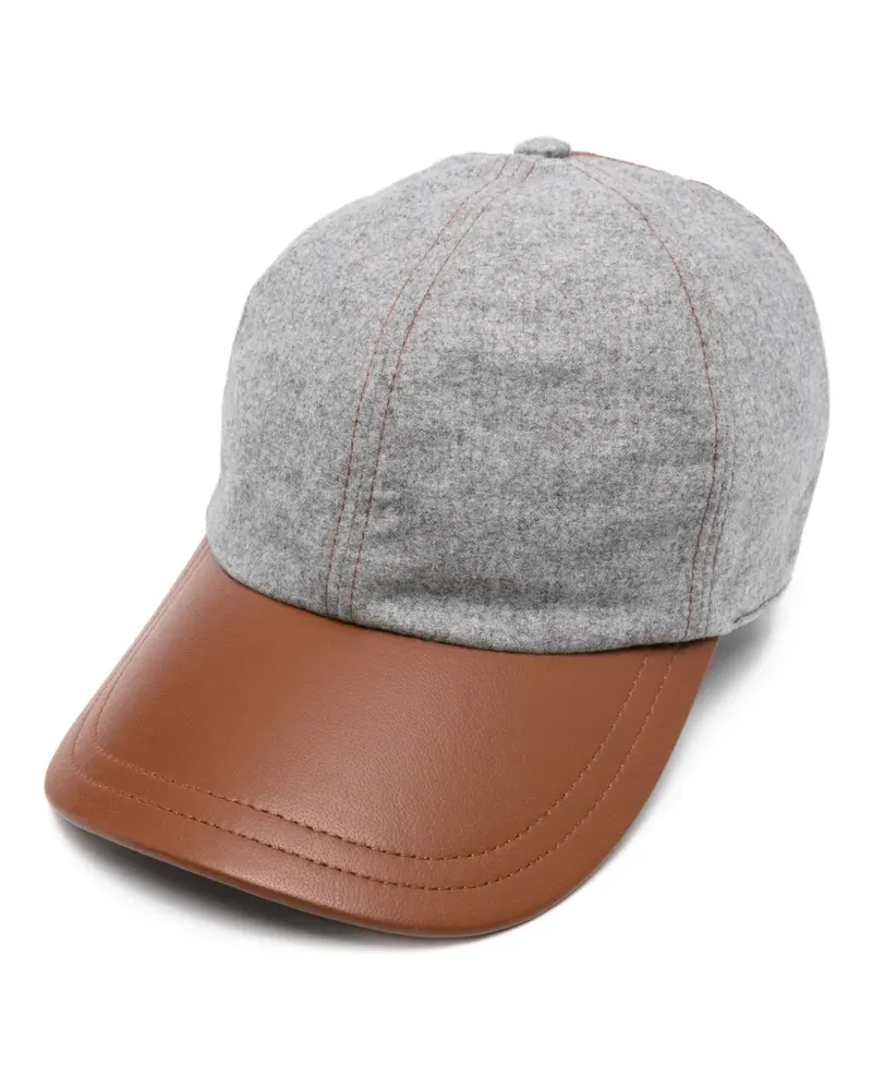 Eleventy Baseballkappe mit Ledereinsätzen - Grau Grau