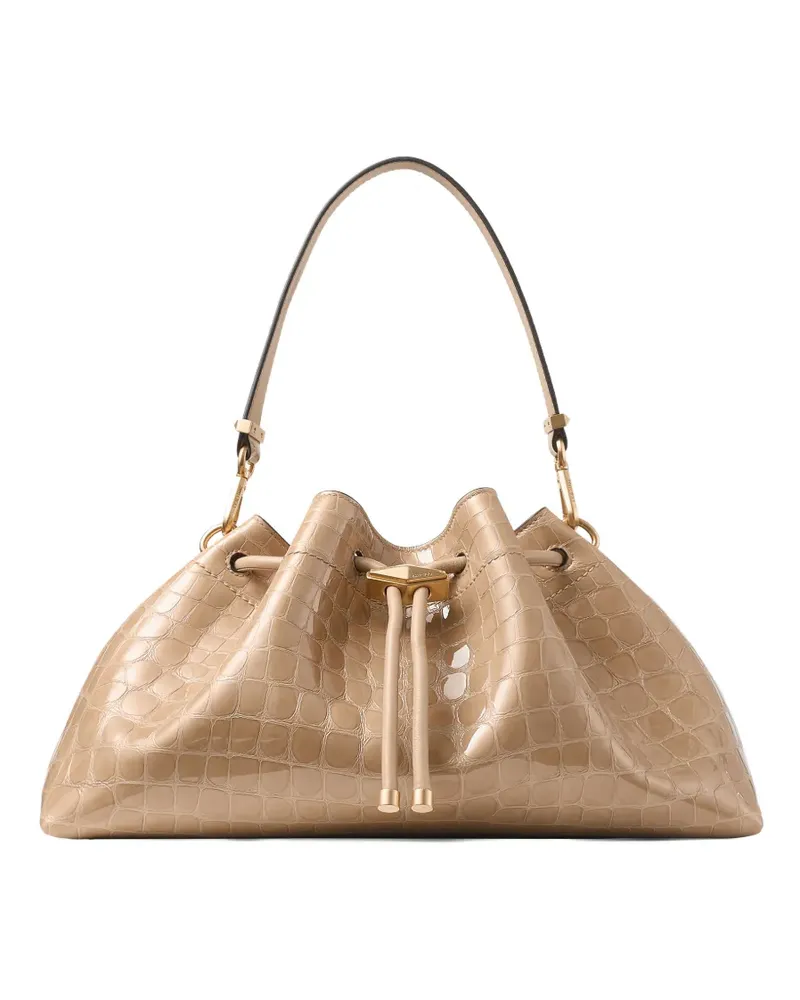 Jimmy Choo medium Cinch crocodile-effect shoulder bag - Nude Nude