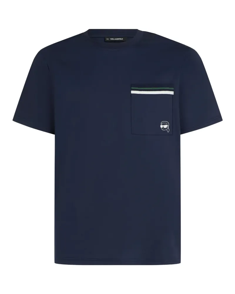 Karl Lagerfeld Gestreiftes Ikon T-Shirt mit Tasche - Blau Blau