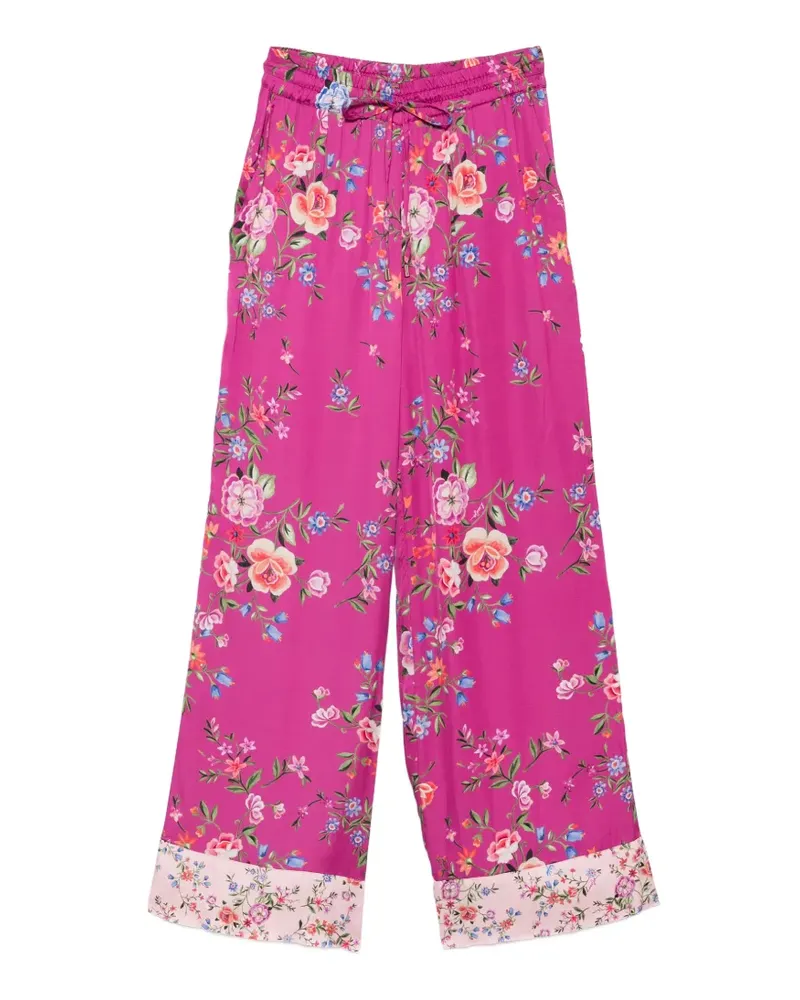Liu Jo floral-pattern drawstring-fastening trousers - Rosa Rosa