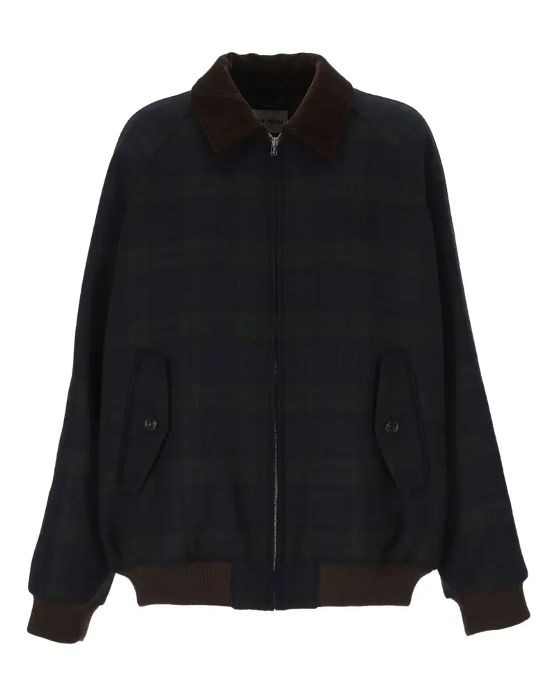 Miu Miu Karierte Jacke mit Cordkragen - Blau Blau